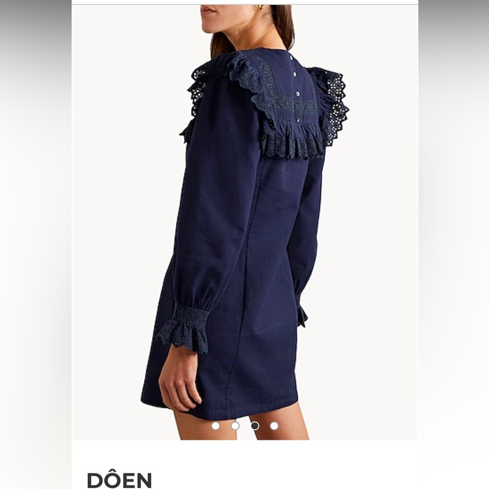 Doen NWT Minore Navy Mini Dress Size Medium NEW Fall Dress - Picture 3 of 7